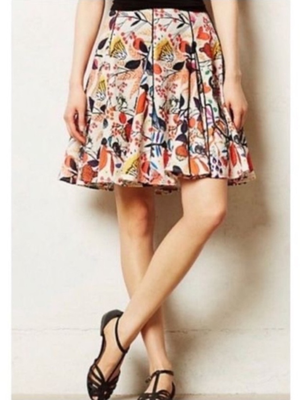 Anthropologie Eva Franco rare songbird swing skirt
